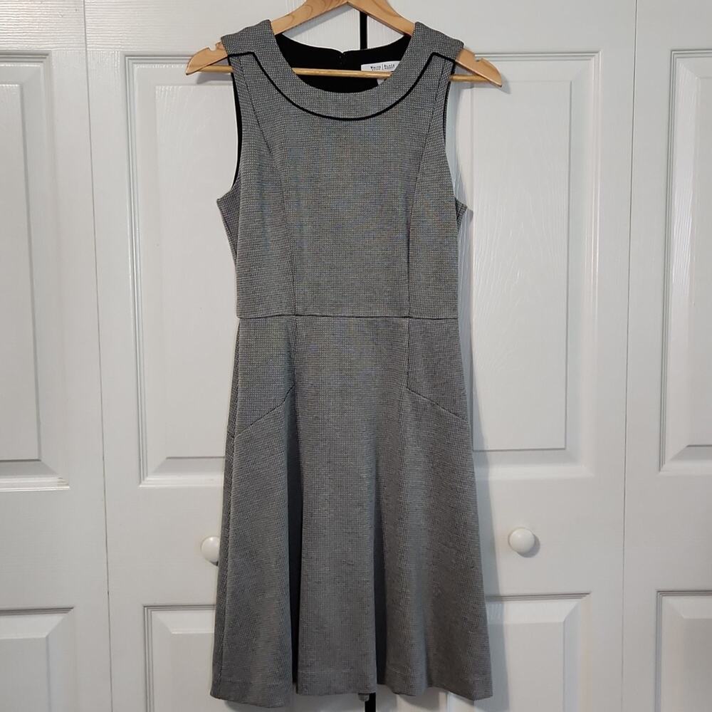 White House Black Market Women's Black & Gray‎ Sleeveless Knee Length Dress Sz 2